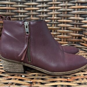 Alex & Alex Maroon Ankle Boots with Side Zipper